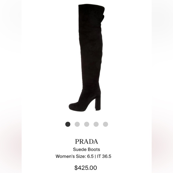 Prada Over-the-Knee Suede Boots, in Black, size 6.5 - Picture 1 of 7